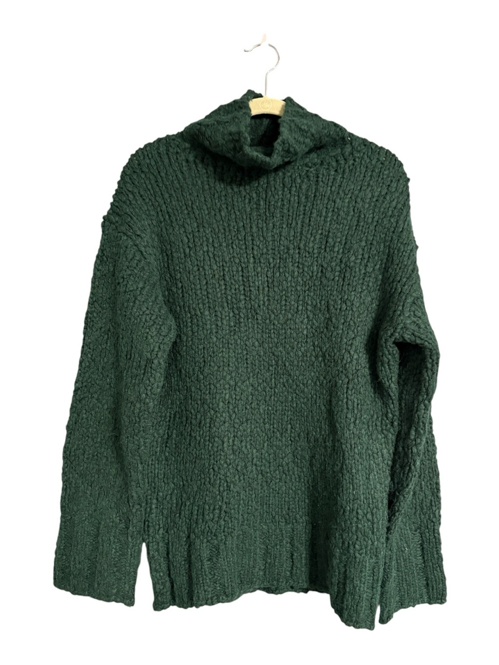 J. Crew Chunky Turtleneck Sweater XS/S Green Wool Alpaca Cozy Bouclé Knit